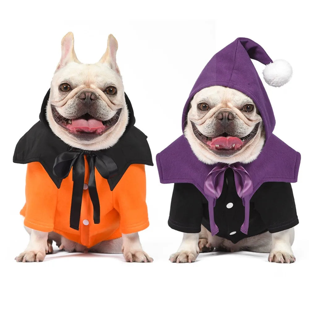 New Halloween Pumpkin Funny Outfit Two-piece Sweater Shawl Dog Clothes Christmas Dog Costume Pet Clothes