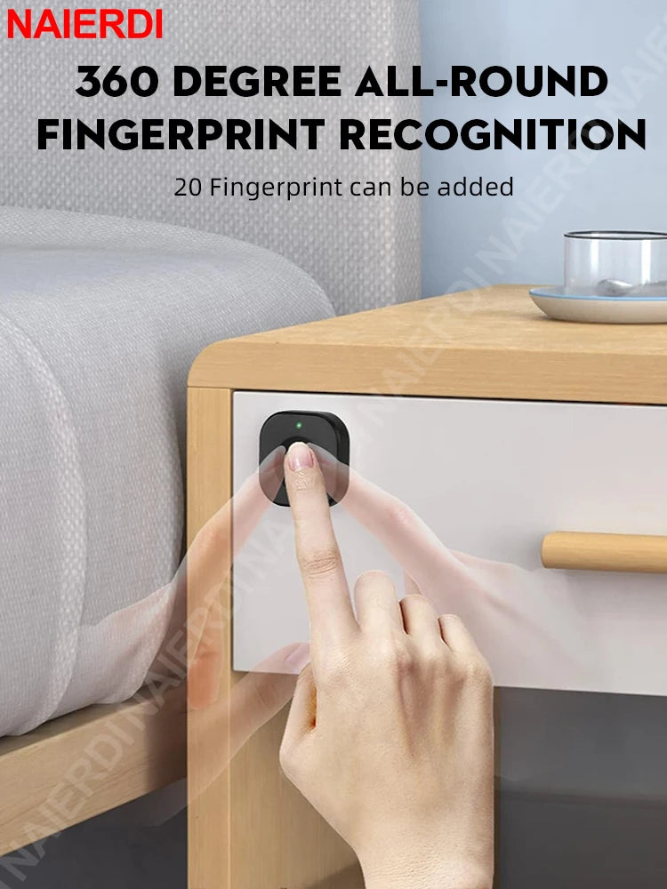 NEW Arrivals Smart Biometric Cabinet Lock Black Keyless Fingerprint Locks Anti-Theft Door Lock Hidden File Drawer Wardrobe Hardware Home Office Supplies