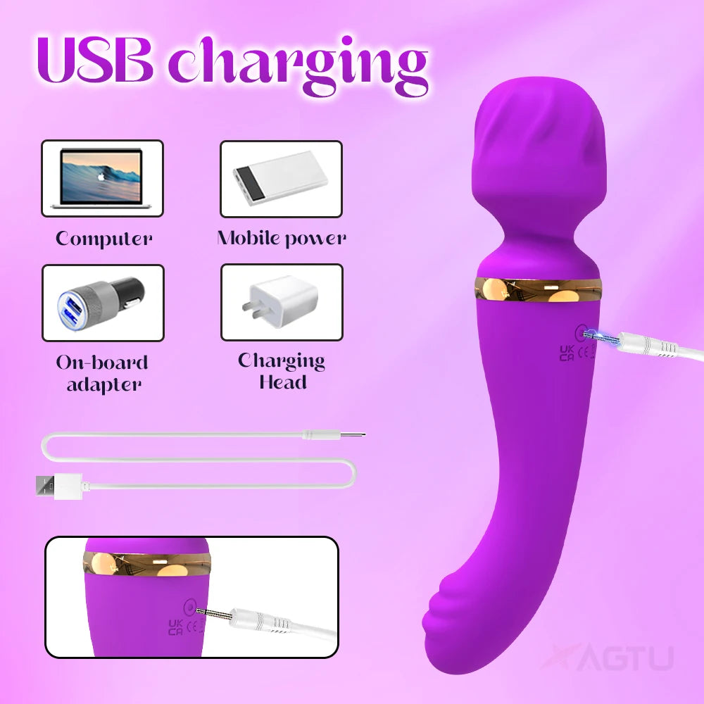 20 Modes Magic Wand AV Vibrator Female Nipple Clitoral Stimulator G Spot Massager Masturbation Adult Goods Sex Toys for Women