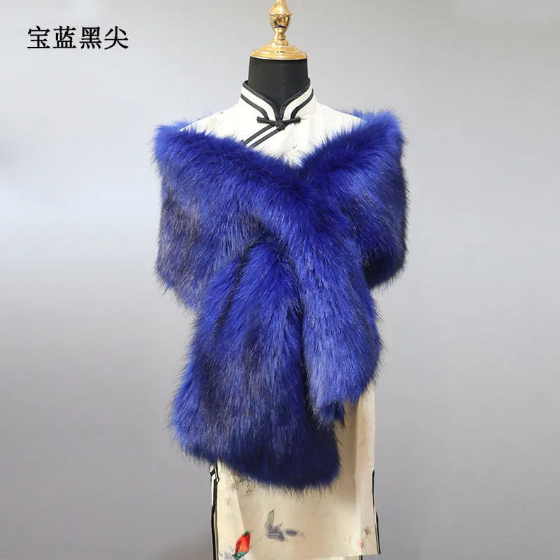 NEW Arrivals 32 Colors 160*22cm Women Luxury Warm Faux Fox Fur Shawl Winter Ladies Plush Scarf Wraps Cloak Coat Wedding Long Cape Scarves Girls Ladies Luxury Fashion Clothing Products