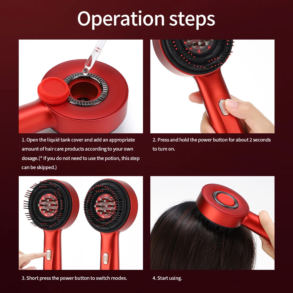 Electric Vibration Massage Comb Red Light Therapy Hair Growth Treatment Therapy Device Accessories Massage Scalp Brush Anti Hair Loss Liquid Oil Applicator Hair Care Supplies