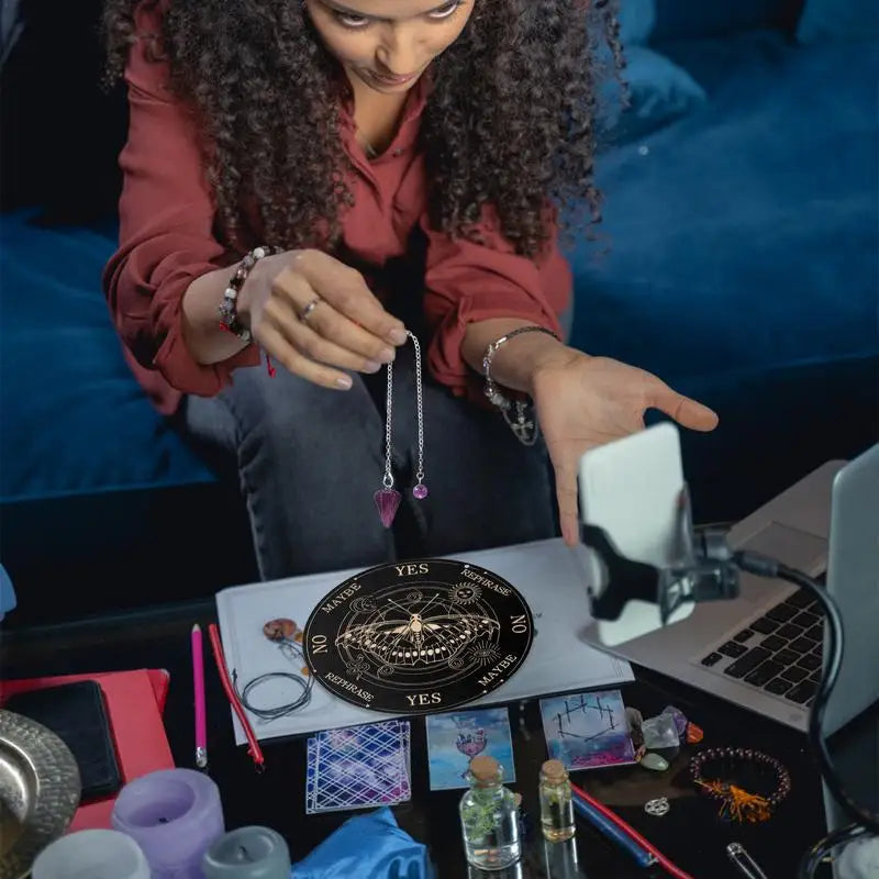 Pendulum Mat Divination Wooden Communication Board Fortune Telling Toys Ouija Board Game Witch Crafts Supplies For Beginners