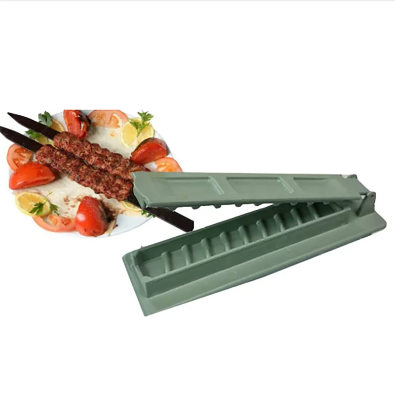 NEW Single Row Kebab Maker Barbeque Camping Grill Meat Skewer Machine Kebab Press Maker Reusable Plastic BQ Skewer Maker Kebab Preparation Cooking Tools