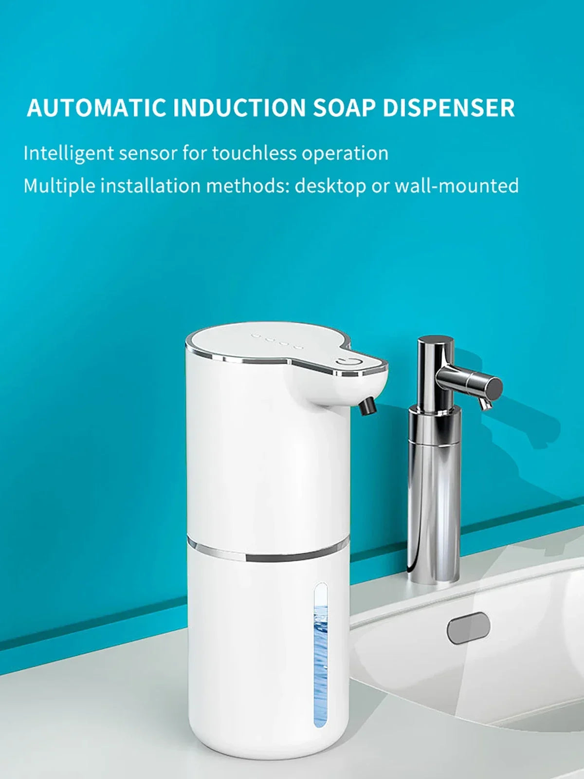 NEW Arrivals Automatic Black/White Soap + Fluids Dispenser Touchless Foaming Soap Dispenser 350ml USB Rechargeable Electric 4 Level Adjustable Foam Soap Dispenser Home Bathroom Kitchen Accessories