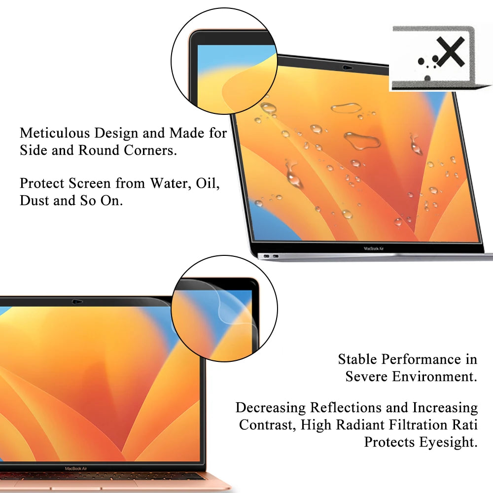 Screen Protector for MacBook All Models Air 13 M1 M2 Pro 13 14 15 16 Touch Bar Max Cover HD Film Soft Guard Accessories