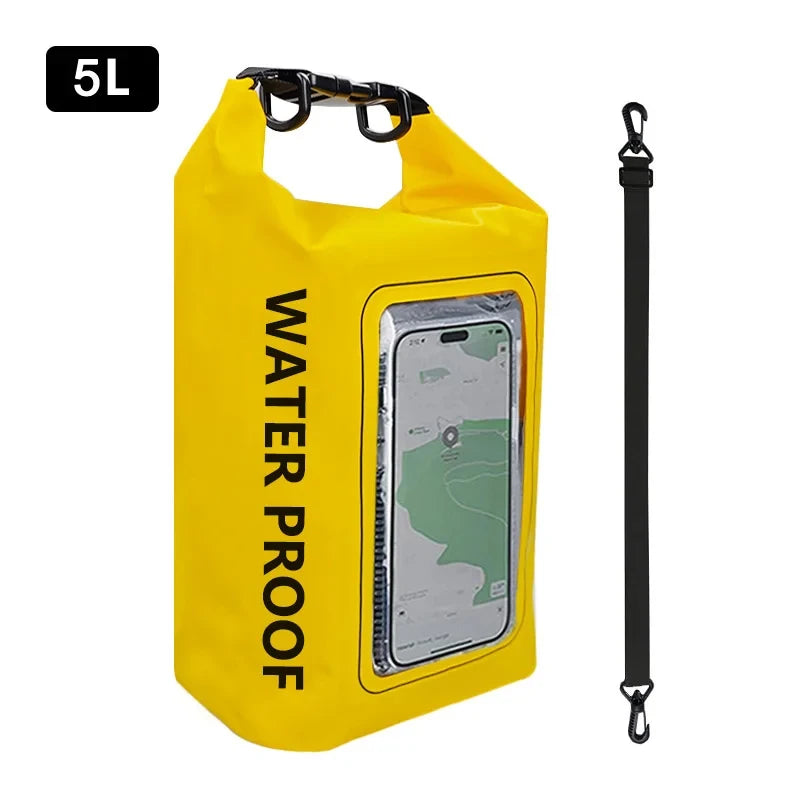 5L Large Capacity Dry Bag Swimming Pack Touch Screen Outdoor Waterproof Kayak Storage Bag Trekking Drifting Rafting Surfing Boating Backpack