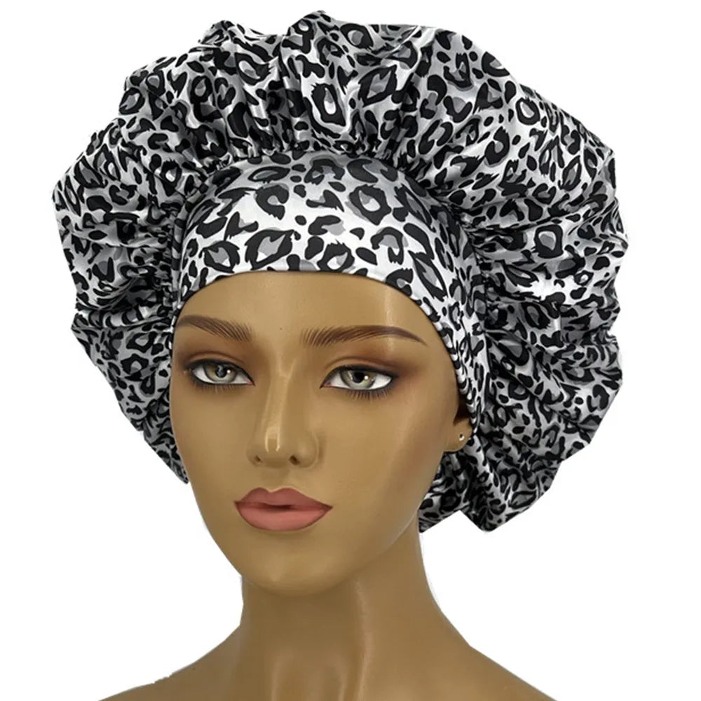 3 Color Leopard Zebra Bonnet for Women - Soft, Curl-Enhancing Sleep Cap with Wide Elastic Band, Unscented, Ideal for Dry & Textured Hai