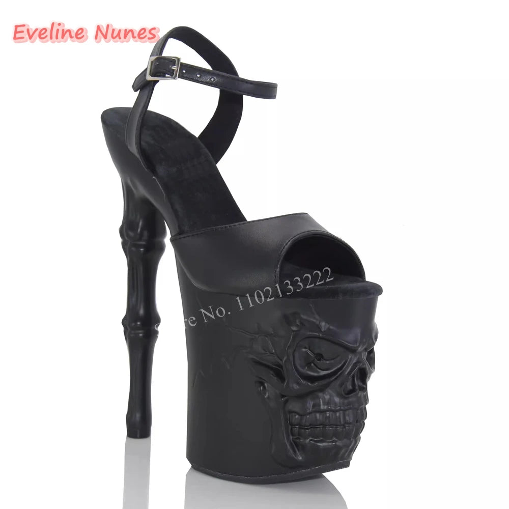 Pole Dancing Sandals 2024 Summer New Arrival Thin High Heel Round Toe Ankle Strap Buckle Matte Leather Model Women's Shoes