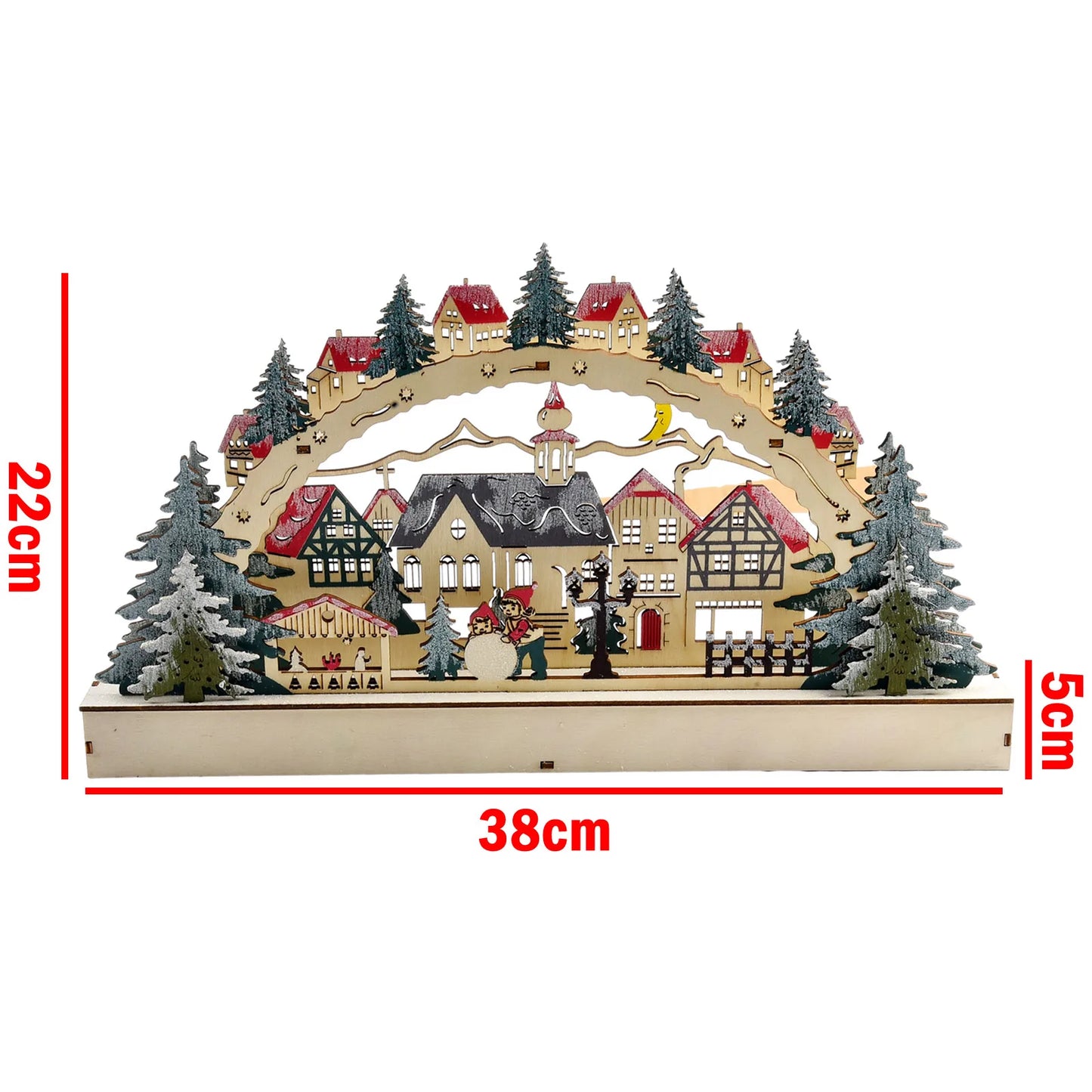Christmas House LED Light Wooden House Luminous Cabin Snowman Doll Christmas Village Scene Ornament Christmass Decoration Craft