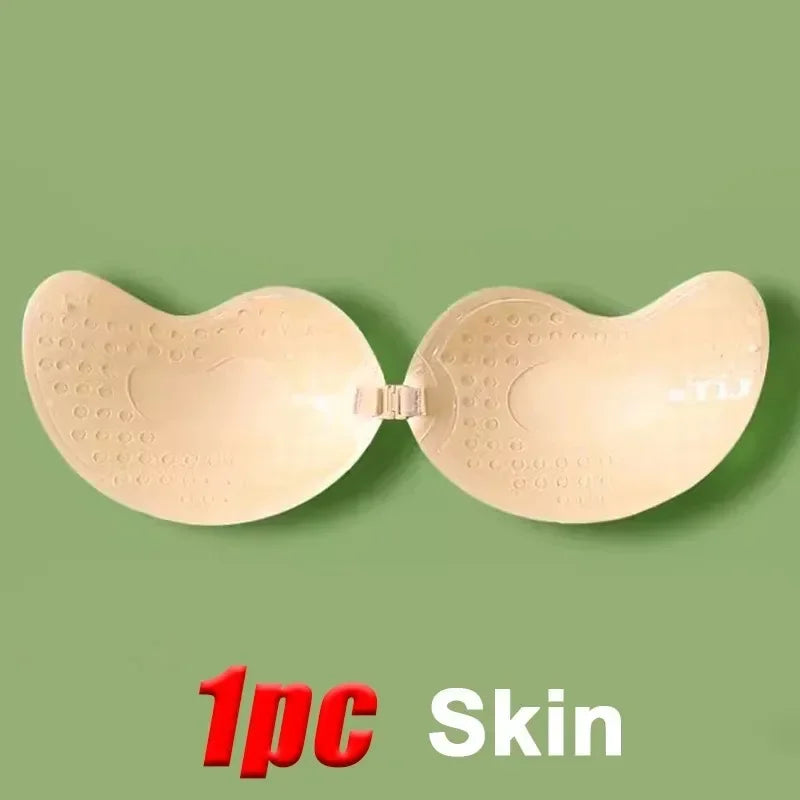 2PCS Set Invisible Strapless Adhesive Stick Bra Strapless Push Up Bras Women Lingerie Seamless Silicone Nipple Covers Bralette Ladies Girls Underwear Accessories Supplies