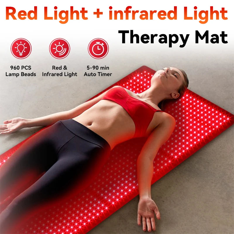 UK/AU/EU/US Plug Red ＆Infrared LED Light Therapy with Remote Control Pad 850nm 660nm Back Pain Relief Waist Heat Pad Full Body Wrap Burn Fat Wrap Slimming Body Healing Treatment Machine Health Care Supplies