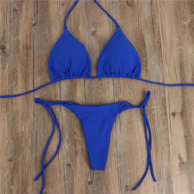 NEW 2PCS Set S-XL 6 Colors Summer Sexy Swimsuit Women Sexy Bikini Set Push-Up Padded Bra Thong Swimwear Beachwear Bathing Suit Female Sexy Swimsuits