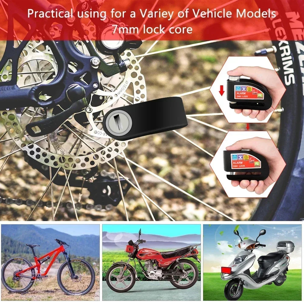 NEW Arrivals Disc Brake Alarm Lock, 5 Colors Full Set Anti-Theft and Theft Prevention, Bicycle Motorcycle Anti-Theft Alarm, Electric Scooter, Bicycle Lock, Brake Disc Lock