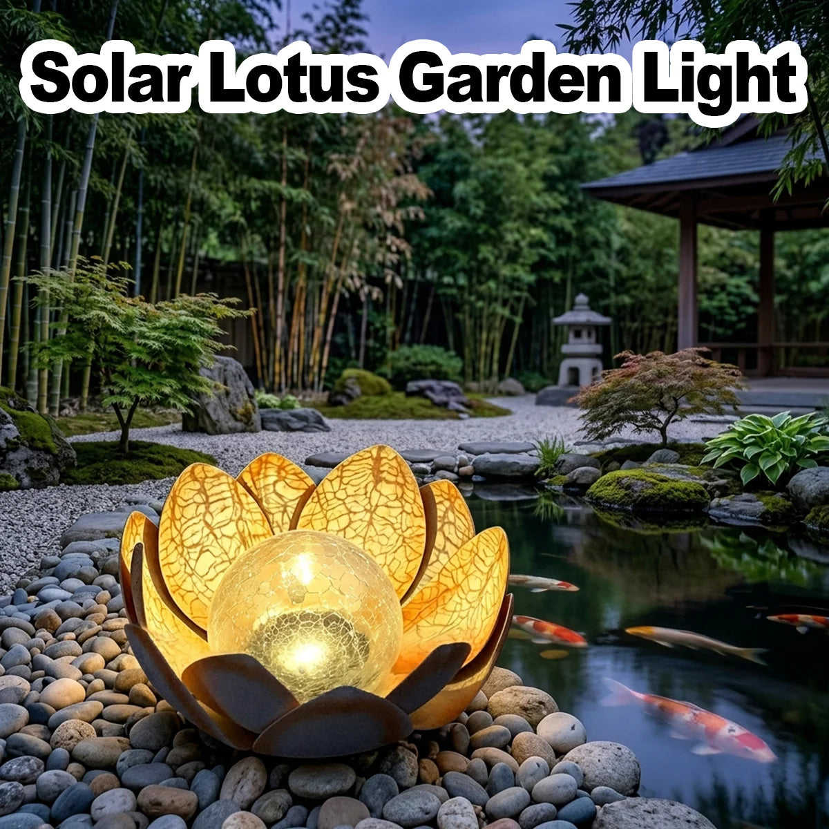 For Garden Lovers Solar Lotus Garden Light Weatherproof Outdoor Decorative Lighting Lotus with Crackle Glass Ball Solar Pathway Lawn Garden Patio Lights Lotus Home Villa Gardening Decor