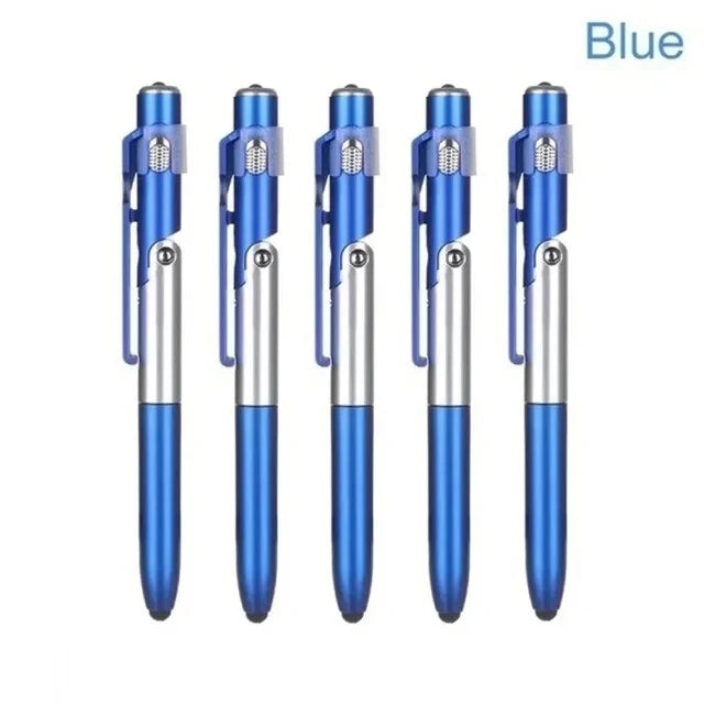 NEW Arrivals 5 PCS Set 5 In 1 Multi-Function Ballpoint Pen With LED Light Fold Phone Holder Night Read Writing Pencil Office Student Stationery Tools