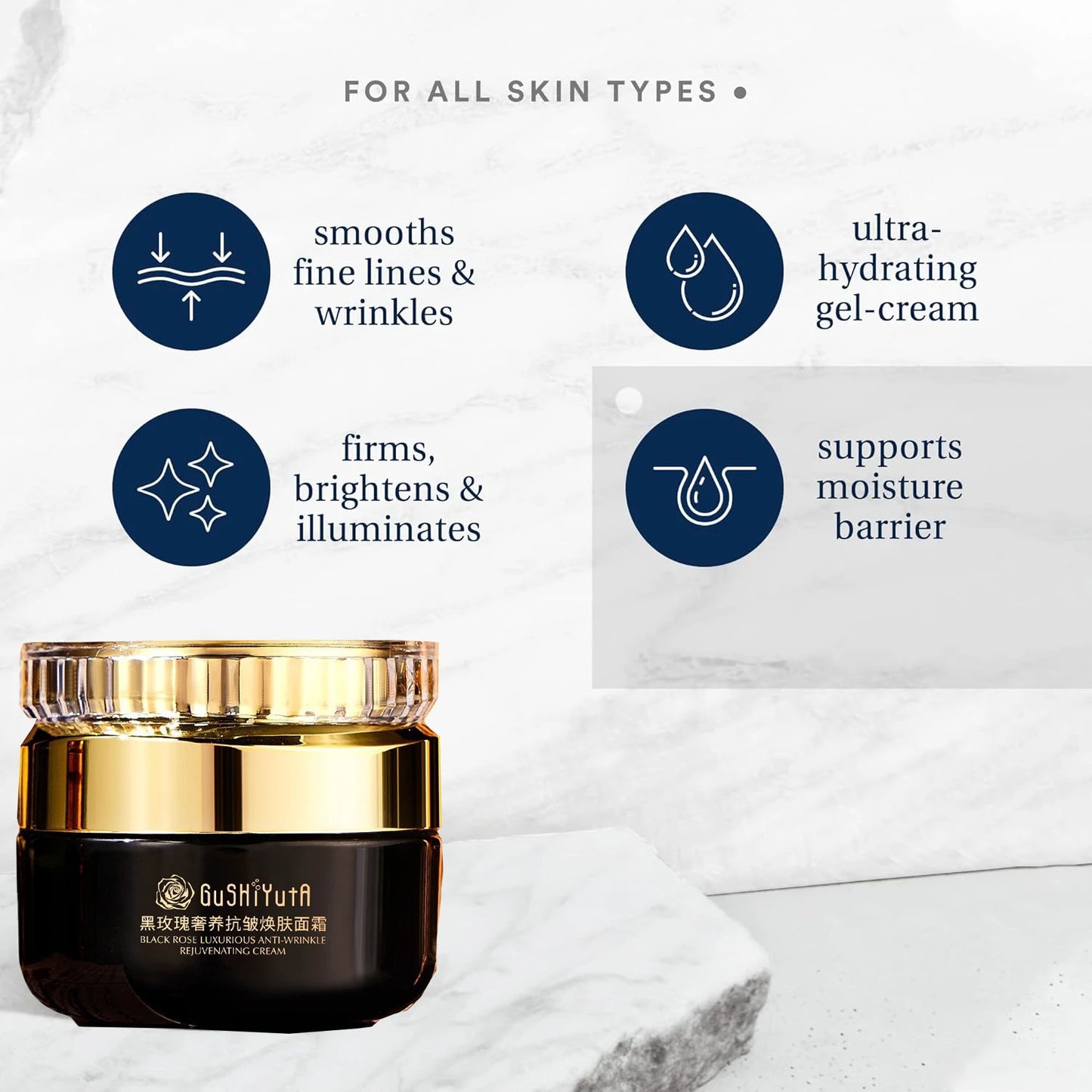 Black Rose Instant Face Lift & Firm Skin Cream Sustainable Face Lifting Reduces Fine Lines Gentle Moisturizing Care Cream Women Skin Care Supplies Korean Products