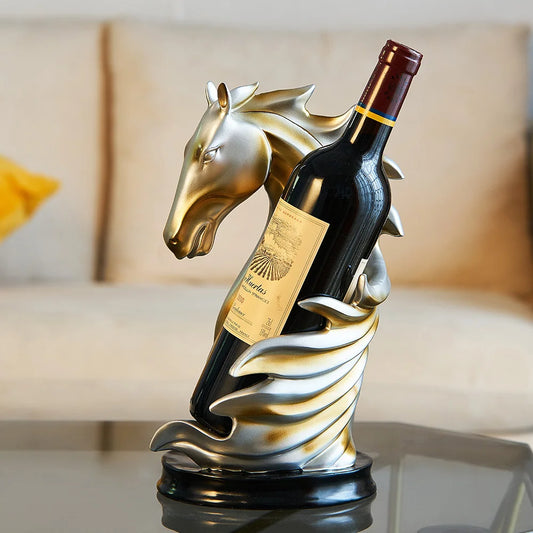 Blue/White Color Home Decor Nordic Horse Luxury Sculpture Wine Bottle Racks Cabinet Decorative Display Stand Holder Wine Shelves Wine Bottles Organizers Home Living Room Bar Pub Hotels Restaurants Decor Accessories