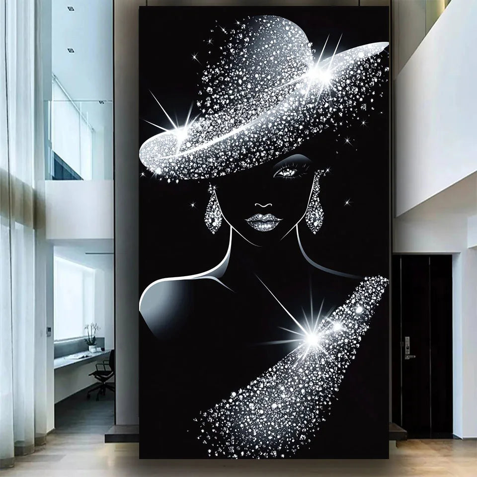 Abstract Sparkling Woman Diamond Painting New Diy Jewelry Cross Stitch Full Diamond Mosaic Art Portrait Home Decoration