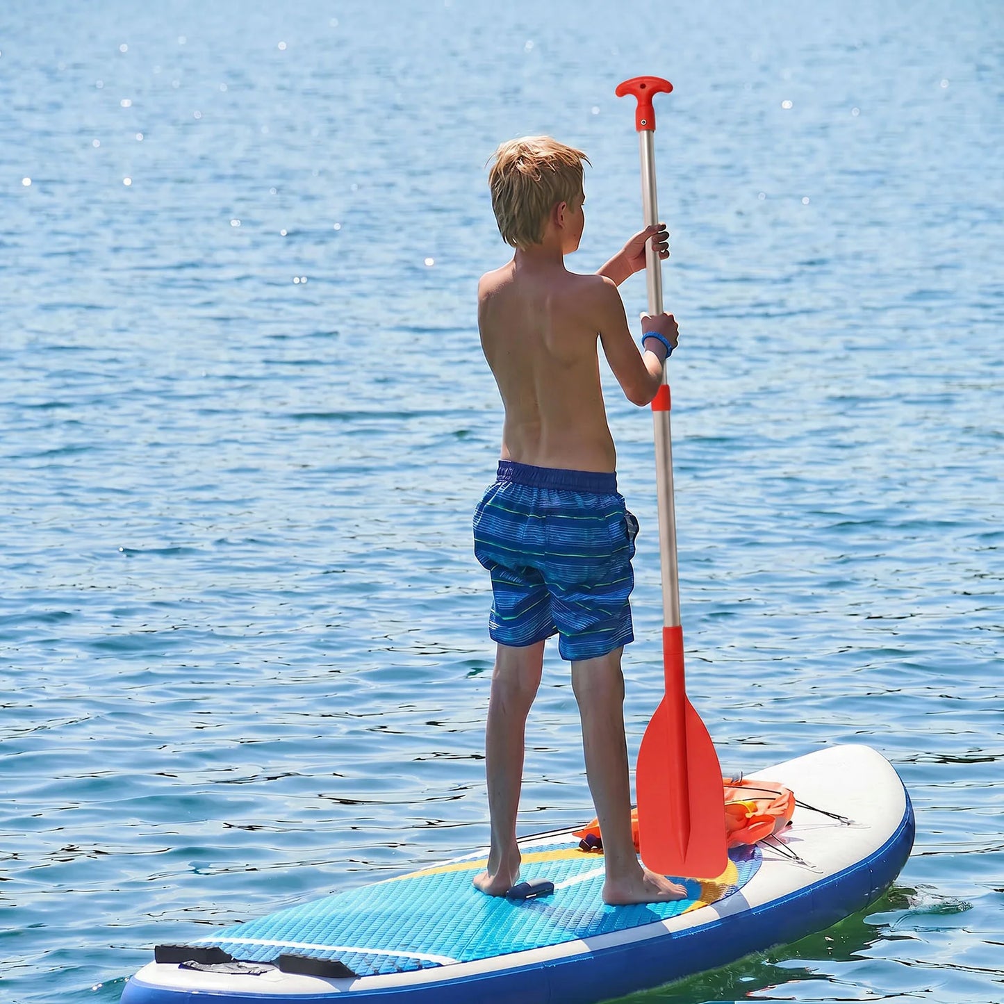 Telescoping Emergency Boat Paddle Aluminum Alloy Shaft Single-Head Boat Oars 53.5-108.5cm Adjustable Length Rafting Canoe Kayak Paddles Water Sports Supplies