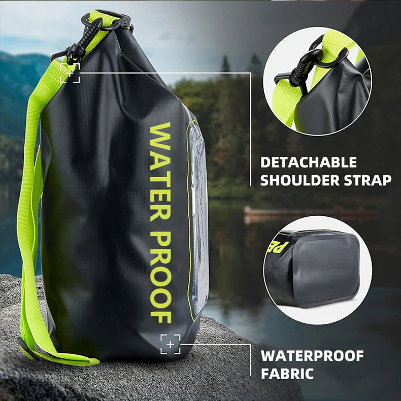 5L Large Capacity Dry Bag Swimming Pack Touch Screen Outdoor Waterproof Kayak Storage Bag Trekking Drifting Rafting Surfing Boating Backpack