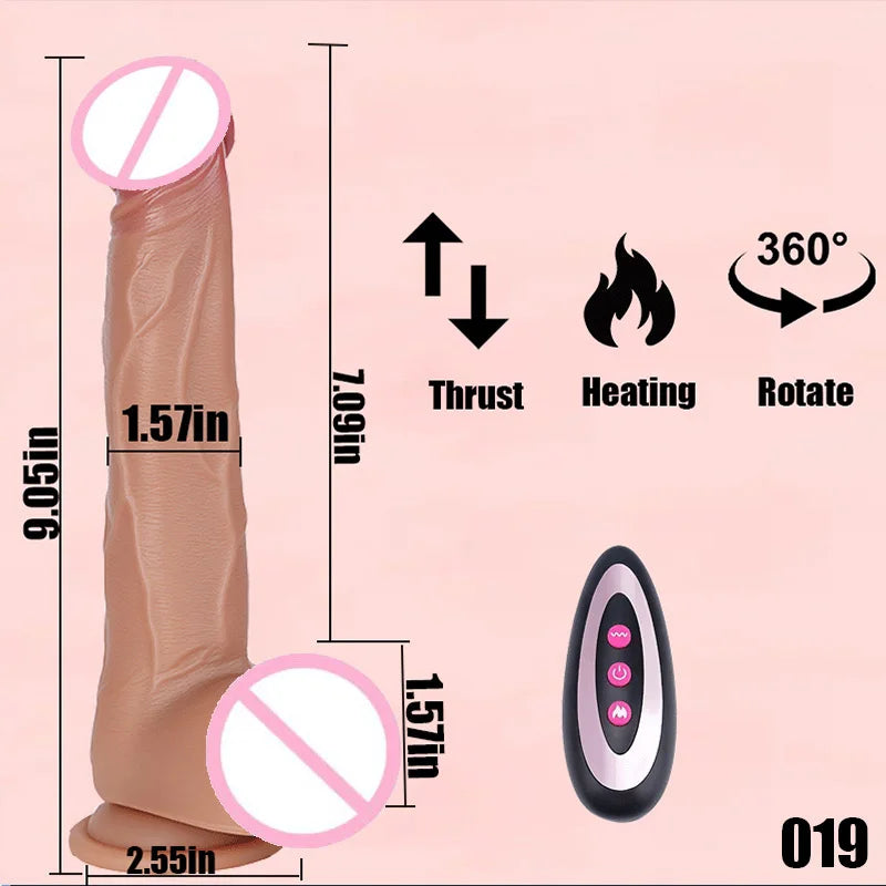 Realistic Large Vibrator Dildo for Women with Heating and Thrusting Functions Realistic Penis Vibrator Anal Plug Penetration