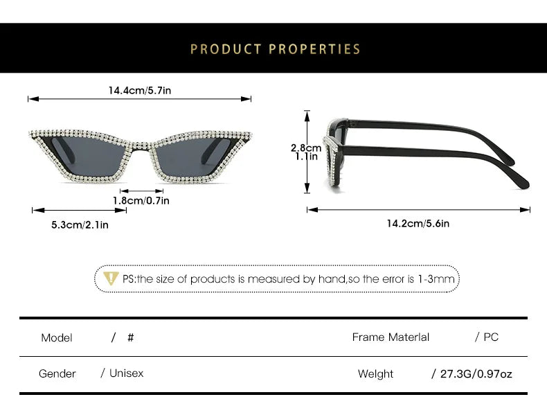 5 Colors Special-Shaped Cat-Eye Fashion Sunglasses Niche Hip-hop Trendy Sunglasses With Dimond For Women 2154