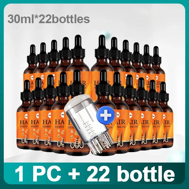 1-22 Bottles Set New Generation Hair Growth Anti-Loss Therapy Treatment Essential Oil with Massage Comb Helping People who Suffer from Appearance Anxiety Hair Care Supplies
