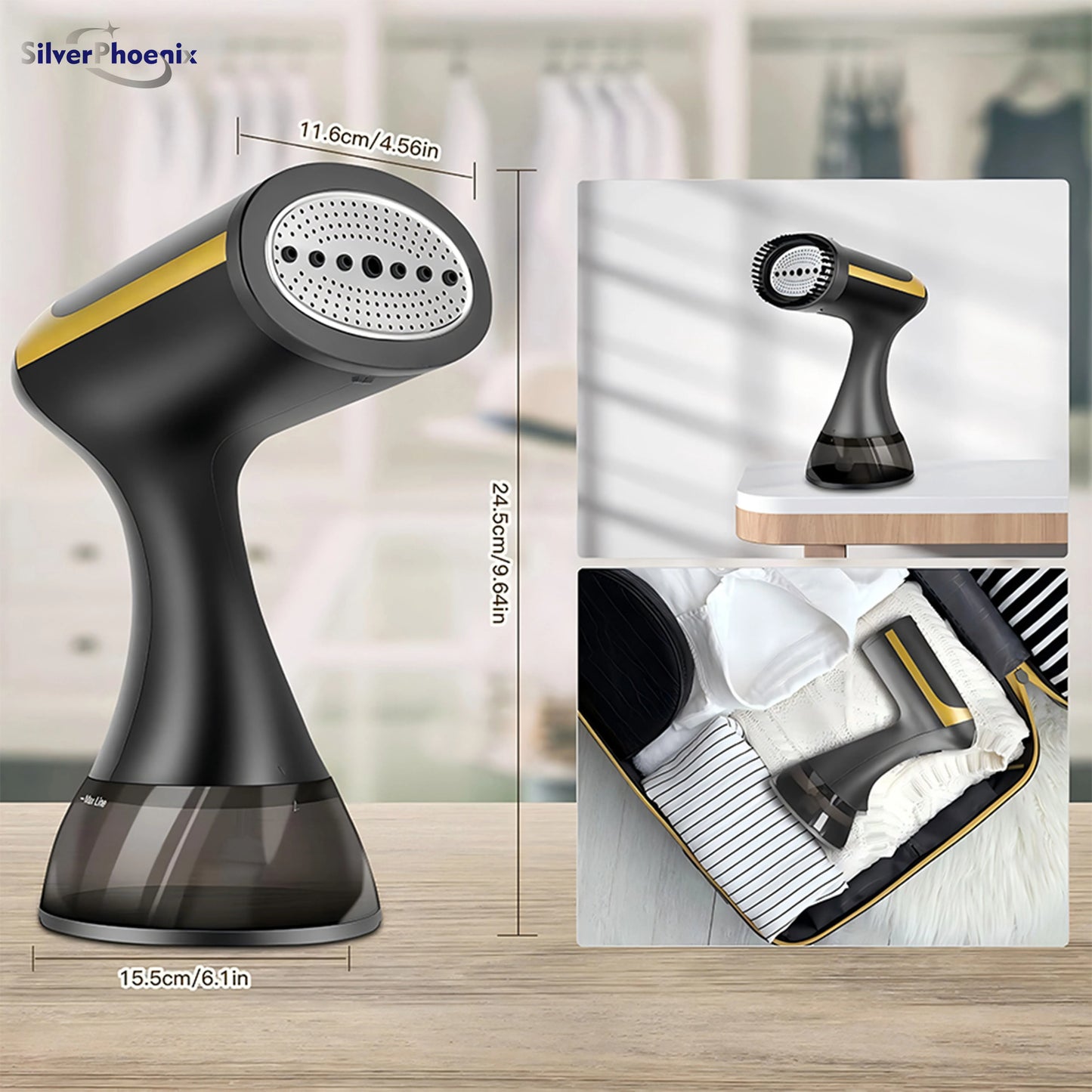 Portable Handheld Garment Steamer - 1500W Powerful Clothes Wrinkle Remover, Fast Preheating, Removable Water Tank, - Black Travel Hotels Business Trip Clothing Apparel Accessories