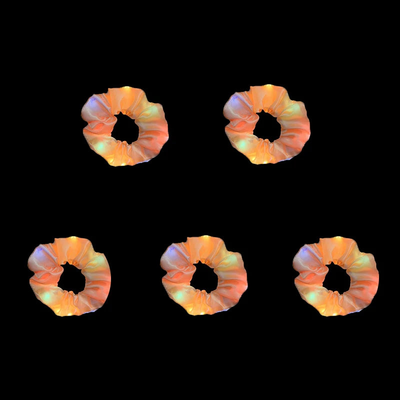 1/10/20 PCS Set LED Luminous Earrings Scrunchies Glowing Hairband Girl Light Up Hair Scrunchy Rave Festival Party Night Clubwear Headwear Supplies Hair Accessories