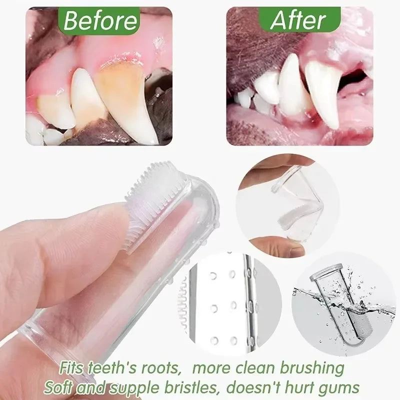 30 PCS Set Super Soft Pet Finger Toothbrush Teddy Dog Brush Bad Breath Tartar Plaque Treatment Teeth Care Tool Dog Cat Cleaning Silicone Gel Pet Cleaning Supplies