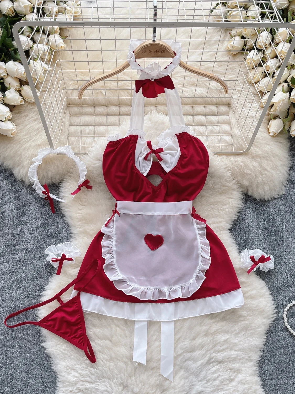 Women Preppy Style Sexy Uniform Sets 2024 V Neck Sheer Top+Lace Up Mini Skirt+Thongs Hollow Out Cosplay Porn Suits