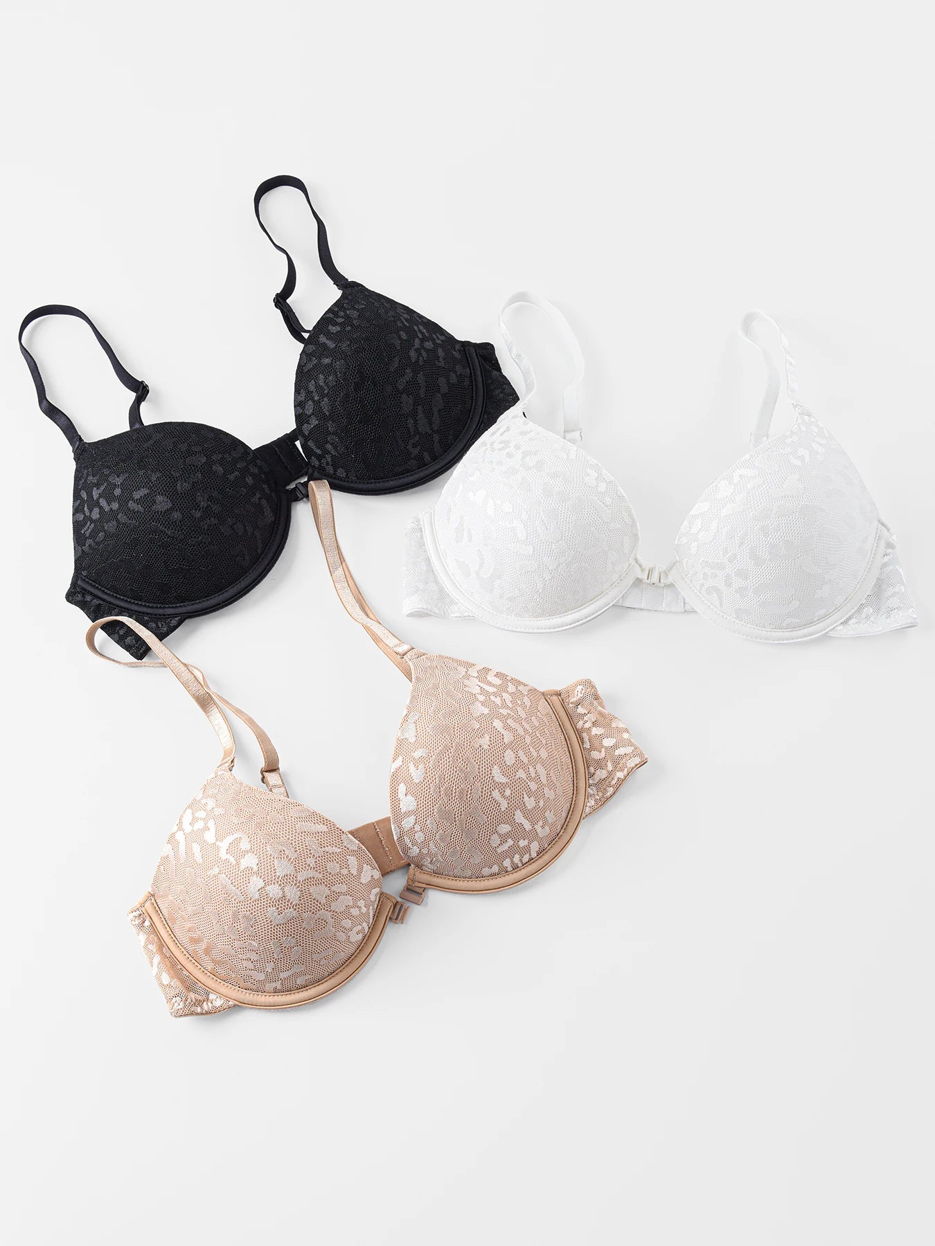 NEW White/Black/Beige Color Women's Sexy Front Closure Push Up Bra Seamless Smooth Bra with Underwire Makes Chest Look Smaller Lingerie Women Underwear