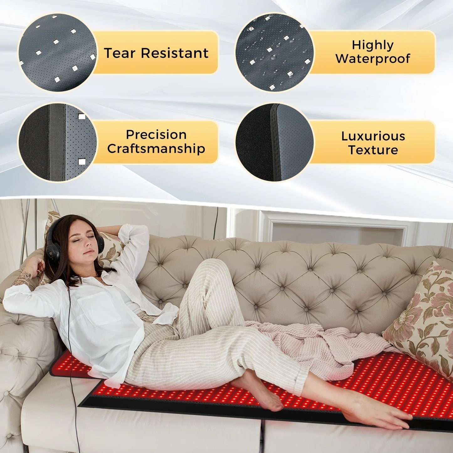 HOT SALE 325/1370/2570pcs LED's Red Light Therapy with Remote Control Infrared Mat 660nm 850nm Red Light Blanket Pad Phototherapy Waist Heating Body Pain Relief Full Body Healing Muscles Back Legs Treatment Machine Health Car