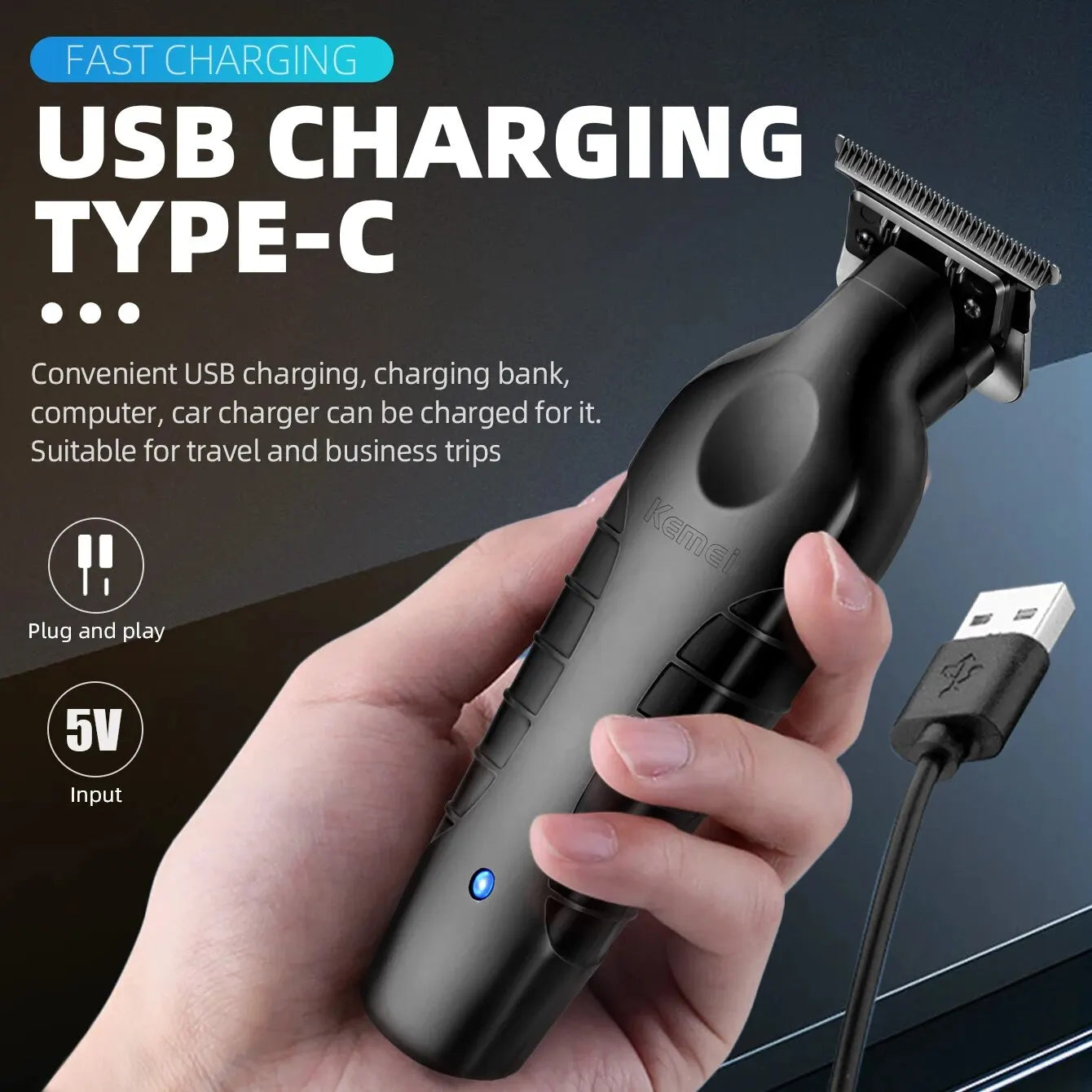 KEMEI Professional T-Outliner Beard & Hair Trimmer for MenBump Free Technology - Cordless Electric Beard Trimmer
