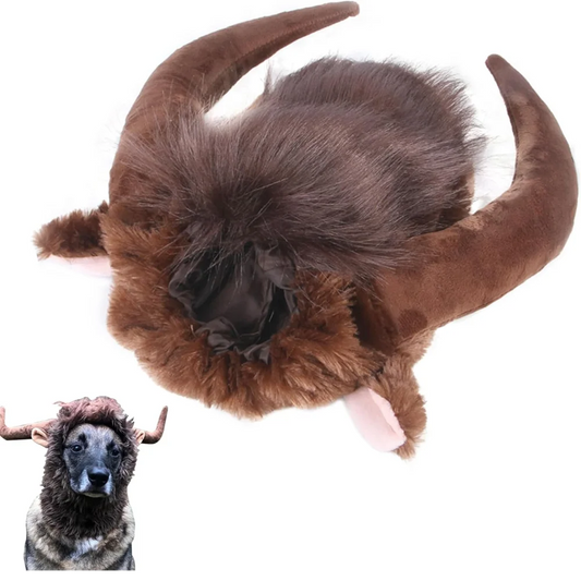 Dog Wig Cattle Horns Hat Cow Horn Corcherie  Funny Dog Lion Costume For Large Dogs Halloween Thanksgiving Christmas