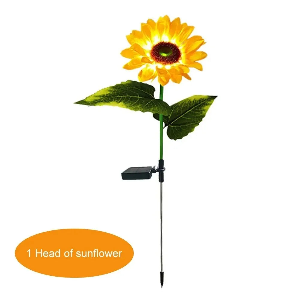 1PCS 3 Heads LED Solar Sunflowers Flower Light Home Decorative Flower Lights Garden Decoration Lawn Lamp Waterproof Landscape Flower Light