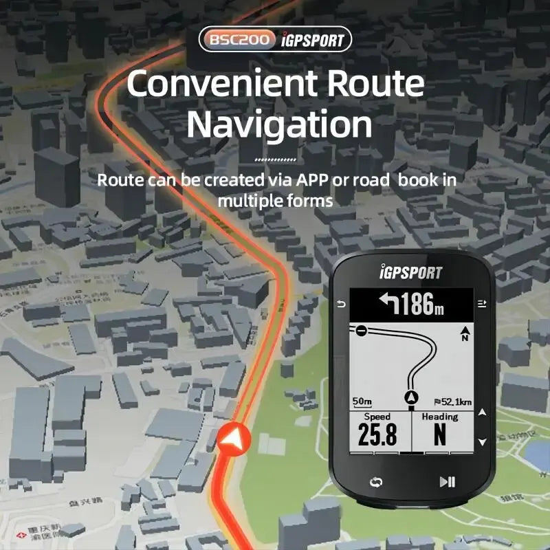 NEW Arrivals BSC200 GPS Bicycle Computer with Holder Set Cycling Odometer Wireless Speedometer Route Navigation ANT + Bluetooth5.0 Bikes Parts Accessories Sports Supplies