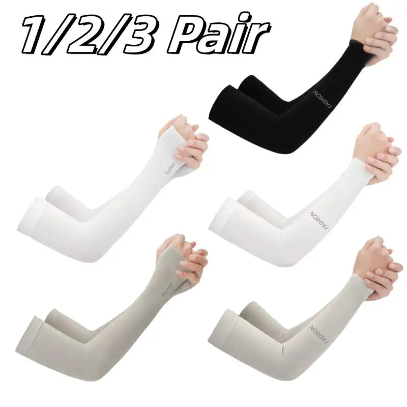 NEW Arrivals 3 Pair Set Sports Arm Compression Sleeve Basketball Cycling Outdoor Fitness Gym Hiking Arm Warmer Summer Running UV Protection Volleyball Sunscreen Band Sports Accessories Supplies