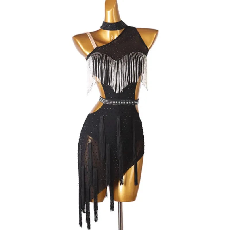 Low-Price Sales are Limited NEW S-2XL 4 Colors Latin Dance Competition Costume Salsa Tango Samba Dance Dresses Sexy Tassel Party Costume Fringe Dress Practice Clothing Ballroom Competition Dancing Dresses