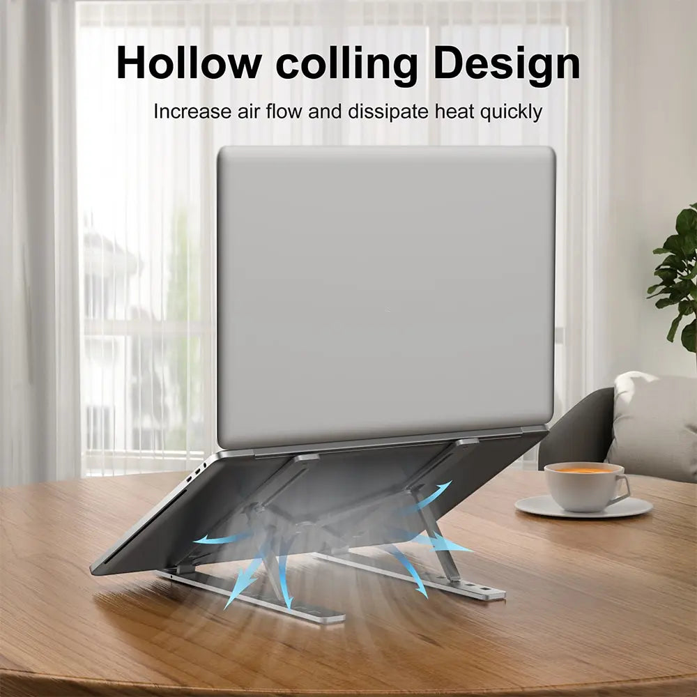 Silver/Gray Portable Laptop Stand Aluminum Notebook Support Computer Bracket Mac Book Air Pro Holder Accessories Foldable Lap Top Base For PC Computer Accessories Electronic Supplies