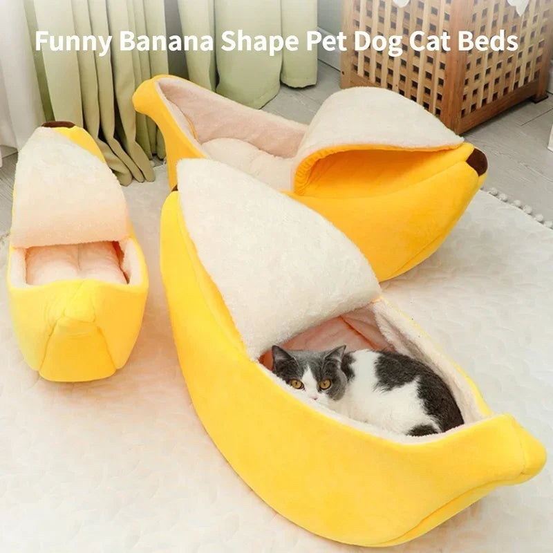 Pet Banana Shaped Warm Bed House Funny Cute Cozy Cat Mat Beds Warm Durable Portable Pet Basket Kennel Dog Cushion Cat Supplies