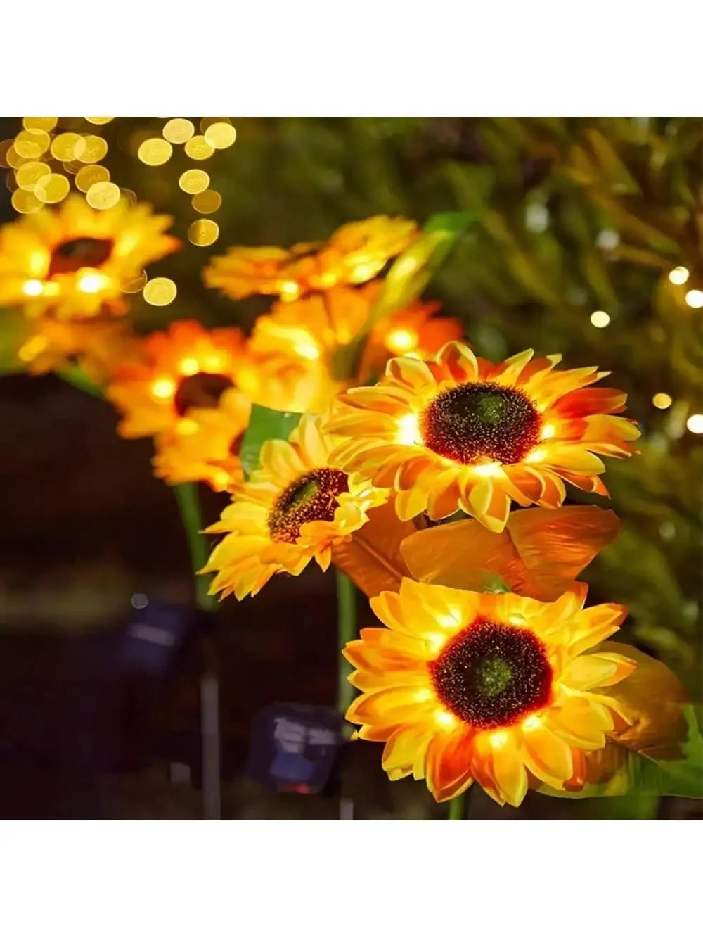 1PC 3 Heads Solar Powered Sunflower Light Outdoor Waterproof LED Ground Insert Lawn Lamp For Garden Lawn Courtyard Decoration