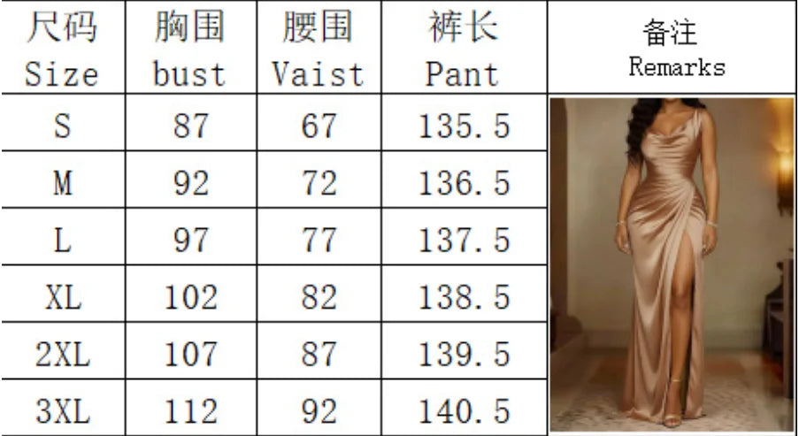 10 Colors S-3XL UK Plus Size Satin Luxury Elegant Women Solid Color Satin Sleeveless Long Dress Summer Sexy Backless High Waist Ruched Slim Fit Hight Split Evening Party Dresses
