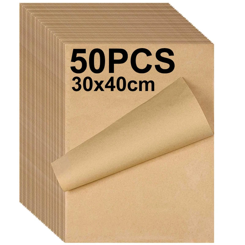 50 PCS Set 30x45cm Baking Paper Sandwich Wrappers Oil-Proof Fried Chicken Cooking Grilling Mat Paper Kitchen Food Wrapping Paper Baking Tools Set