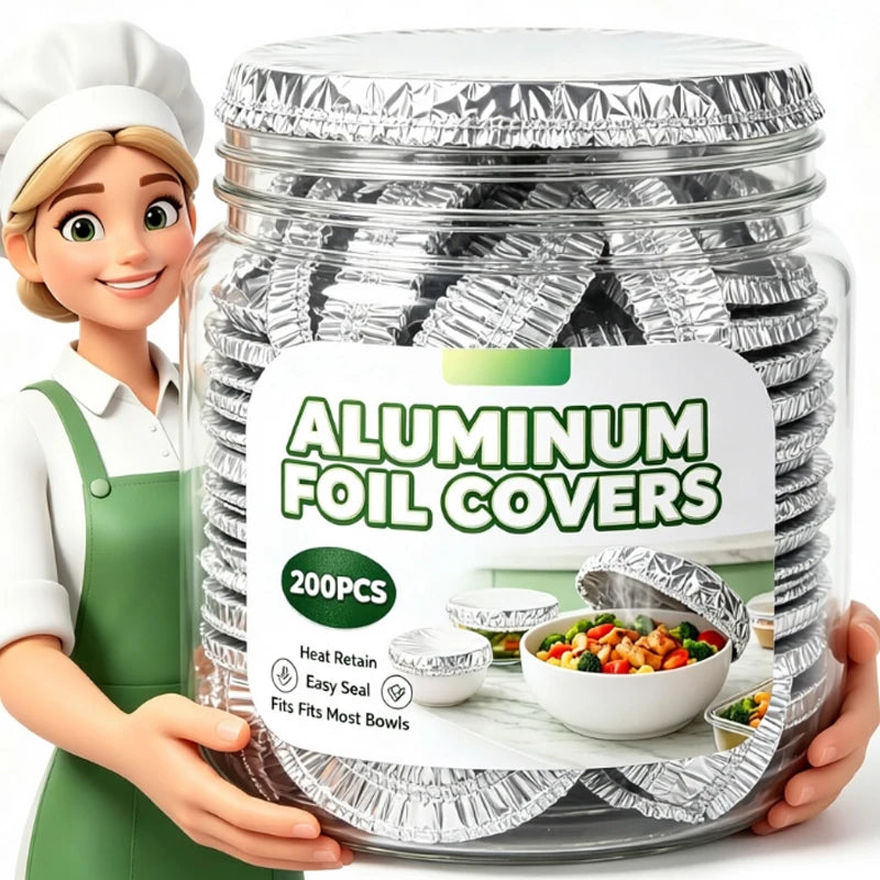 200 PCS Set Home Travel Camping Picnic  Disposable Aluminum Foil Food Cover Fresh-Keep Insulation Dishes Covers Kitchen Plates Lid Saran Warp Storage Cover