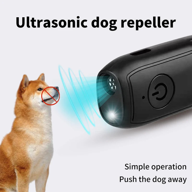 NEW Portable Ultrasonic Dog Repellent 180mAh Rechargeable 23 40KHZ Long Distance Outdoor Deterrent Electronic Tool With Flash Light Pets Accessories