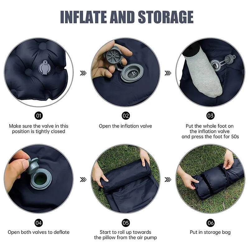 Double Inflatable Mattress with Built-in Pillow Pump Outdoor Sleeping Pad Camping Air Mat for Travel Backpacking Hiking