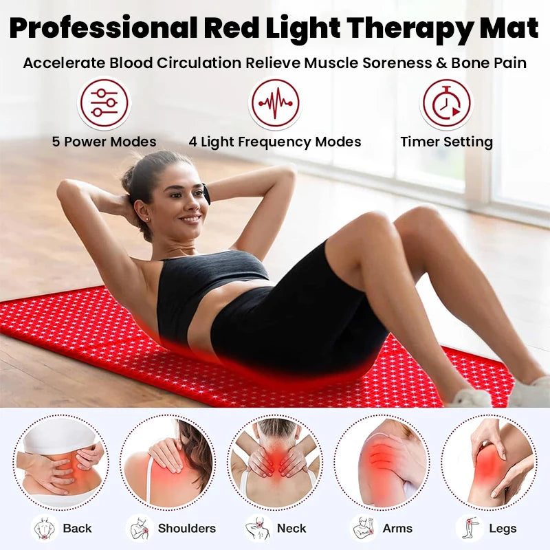 UK/AU/EU/US Plug Red ＆Infrared LED Light Therapy with Remote Control Pad 850nm 660nm Back Pain Relief Waist Heat Pad Full Body Wrap Burn Fat Wrap Slimming Body Healing Treatment Machine Health Care Supplies