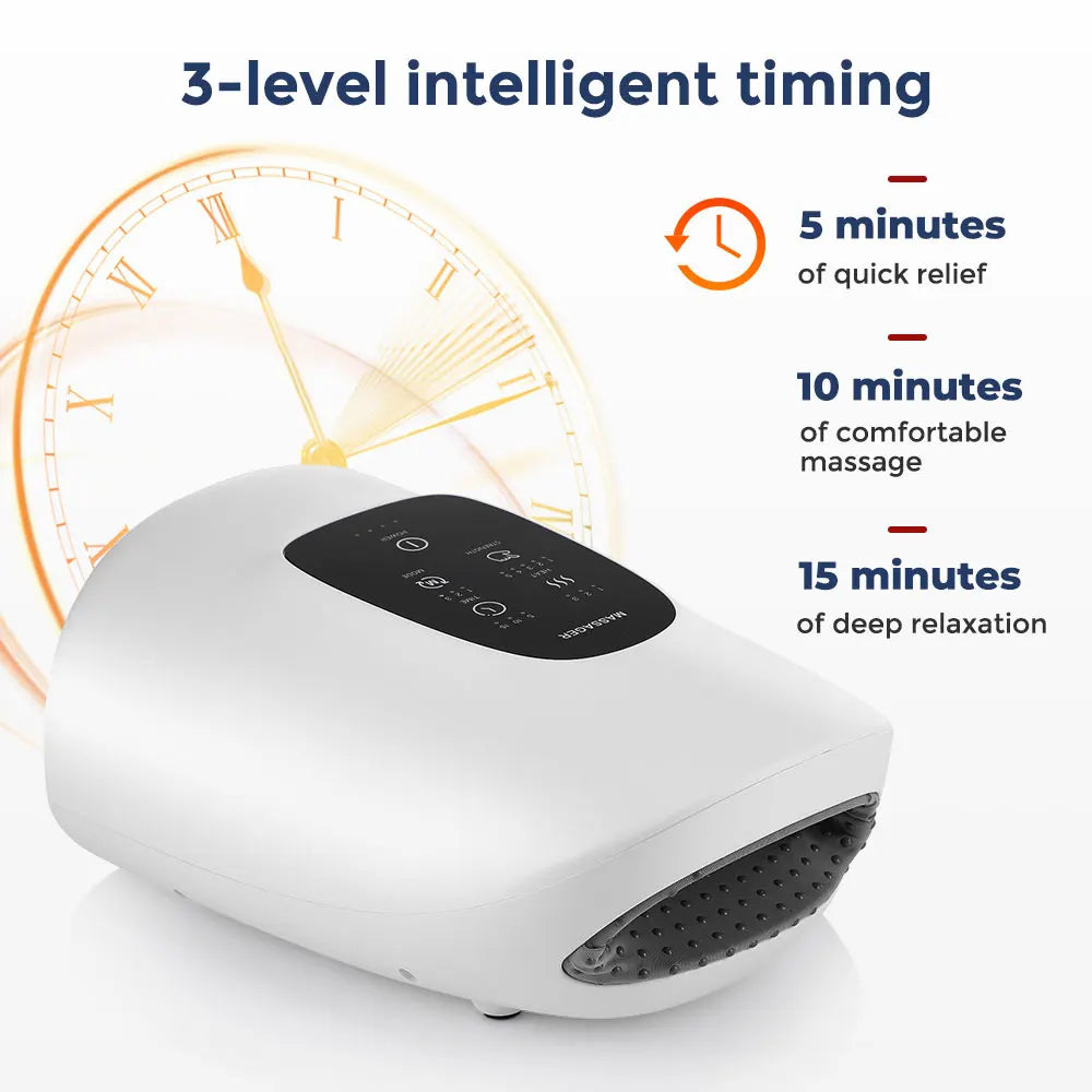 3-5 Modes Touch Screen 360° Air Pressure Hand Massager 5 Levels 3 Modes Airbag Shiatsu Kneading Palm Wrist Fingers Acupoint Hot Compress Type C Charging Port Hand Pain Relief Massager Relaxation Device