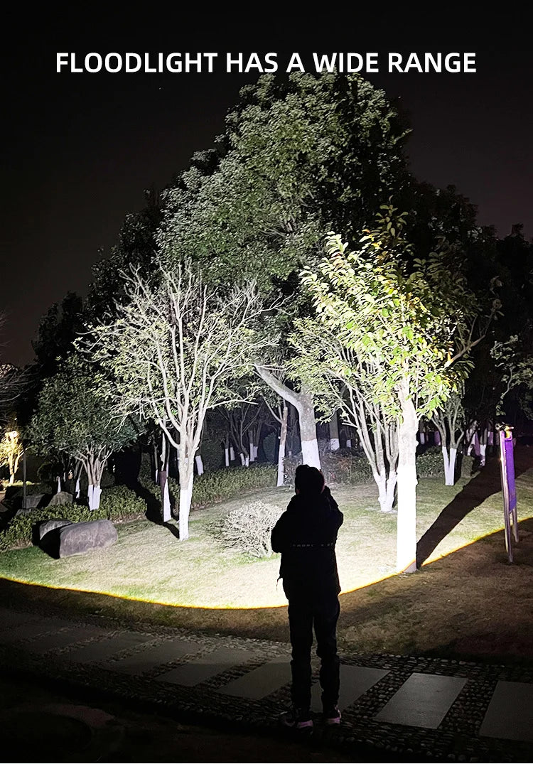 Outdoor Travel Hiking Camping Telescopic Zoom Tactical Flashlights Rechargeable LED Torch 4 Lighting Modes Long-Range Waterproof Camping Fishing Flashlight